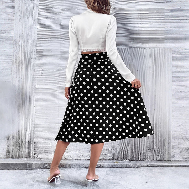Abissa Polka Dot A-Line Midi Skirt