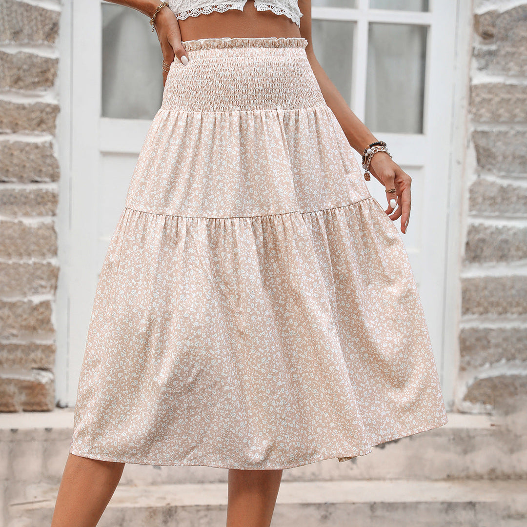 Abtha Floral Tiered Midi Skirt