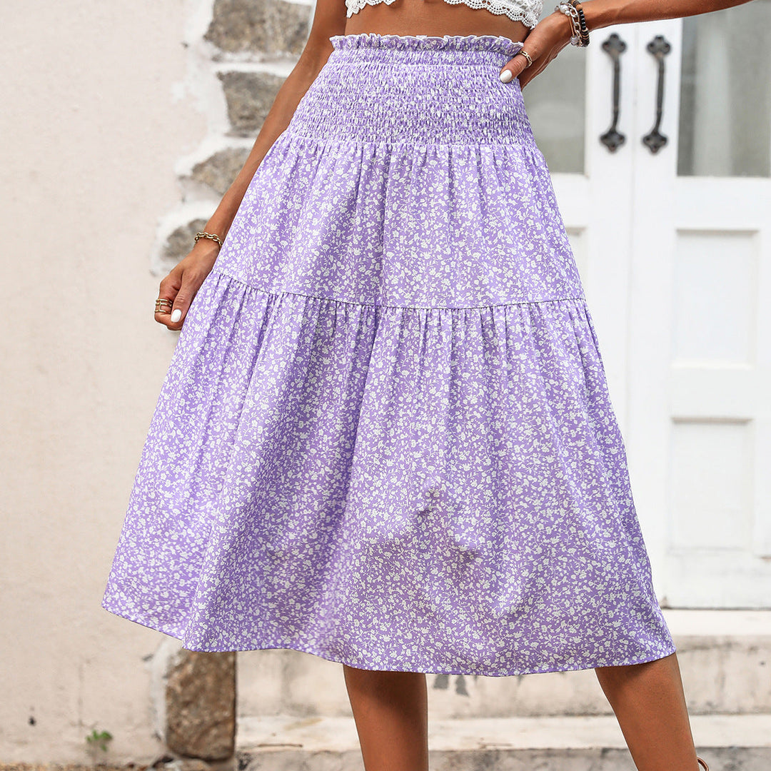 Abtha Floral Tiered Midi Skirt