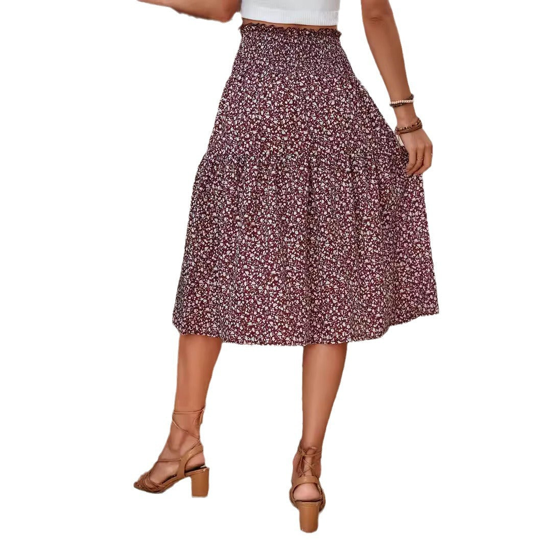 Abtha Floral Tiered Midi Skirt