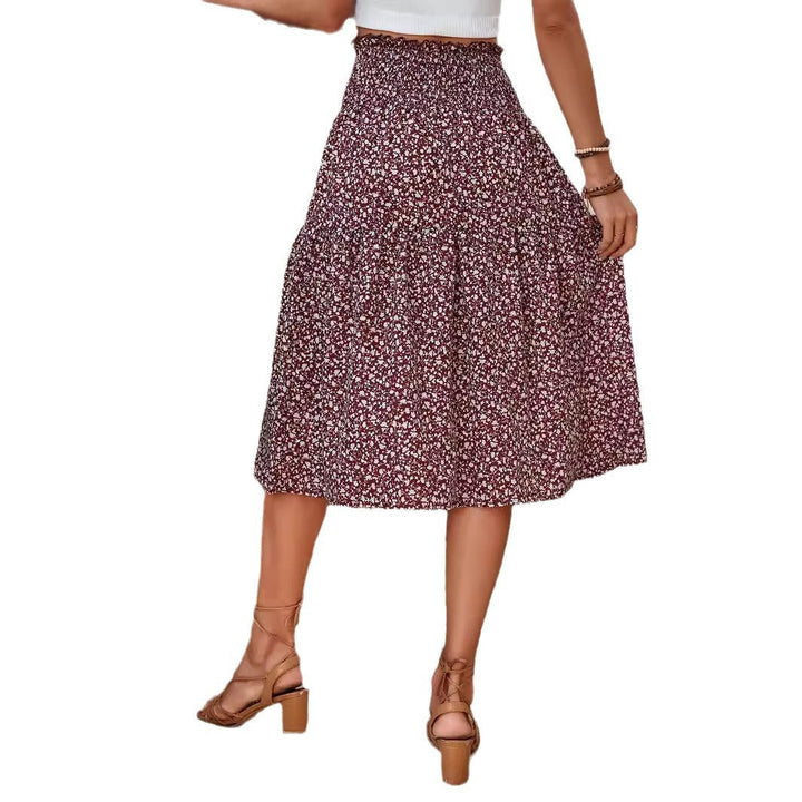 Abtha Floral Tiered Midi Skirt