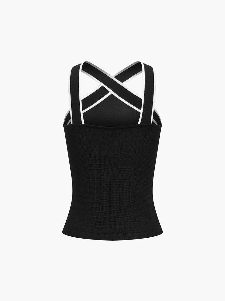 Natalie Contrast Trim Strap Knit Top