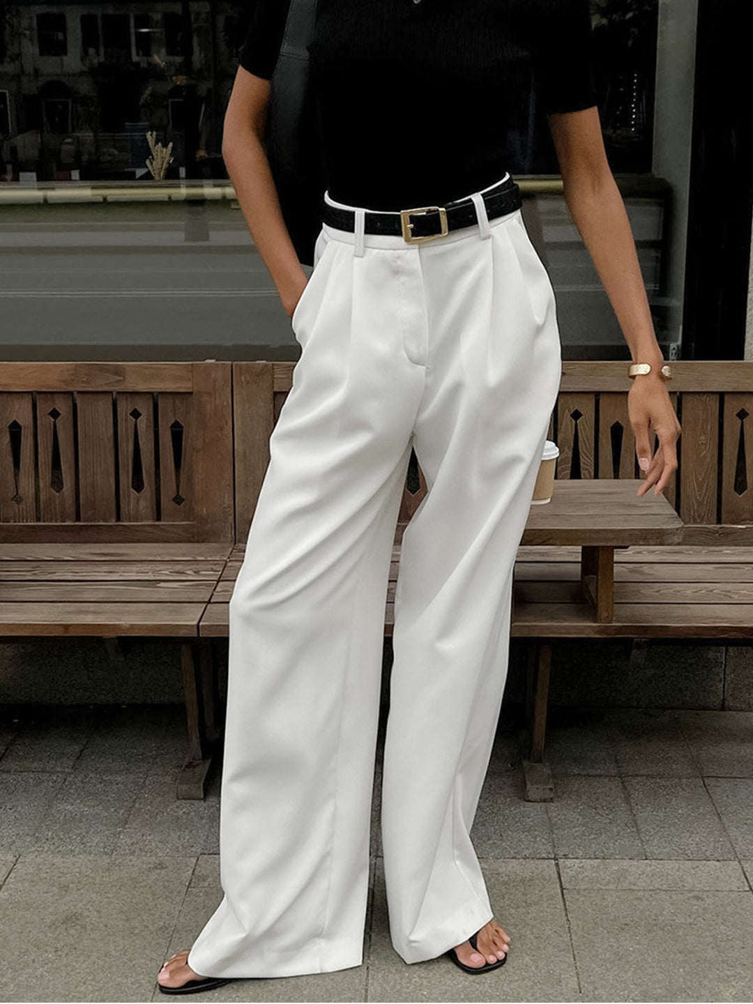 Yareli Pleated Wide Leg Tailored Pants