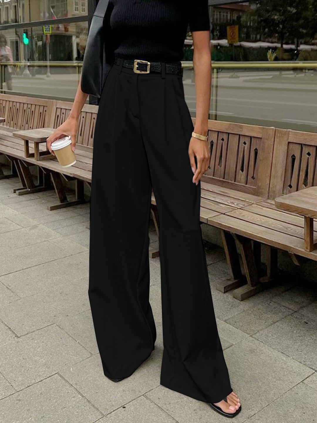 Yareli Pleated Wide Leg Tailored Pants