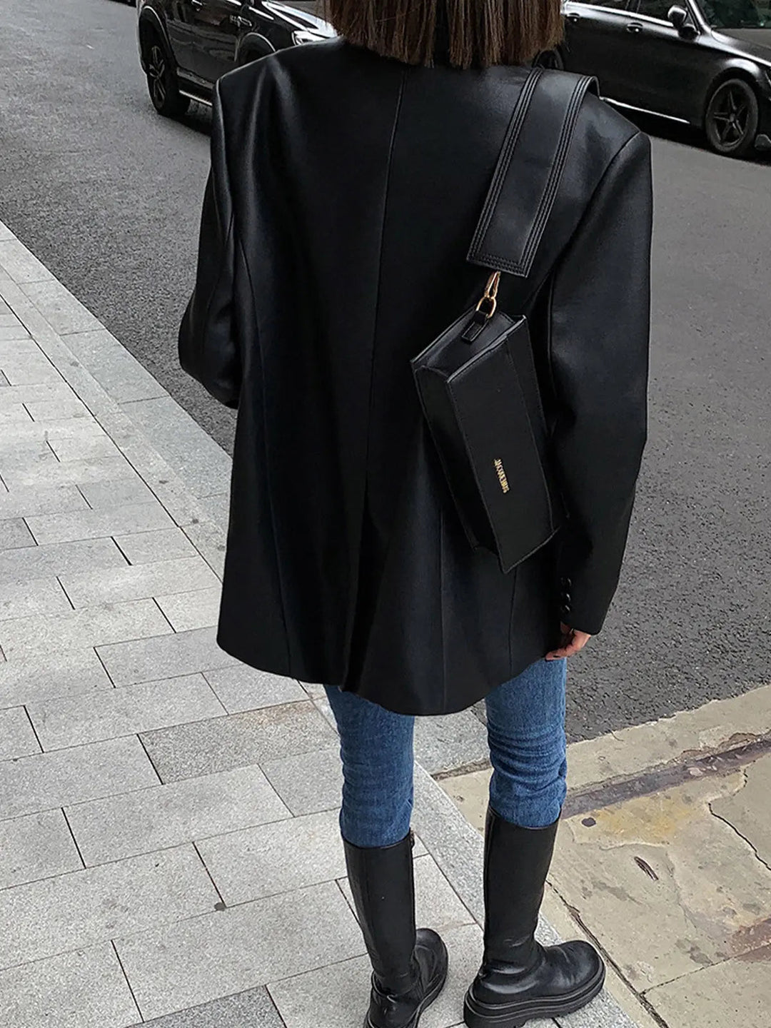 Brittany Oversized Faux Leather Blazer