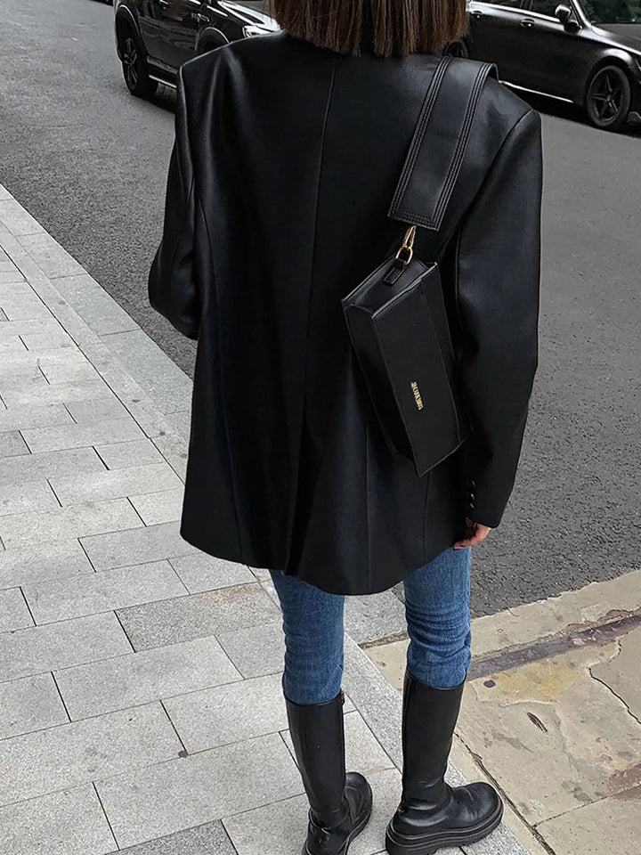 Brittany Oversized Faux Leather Blazer