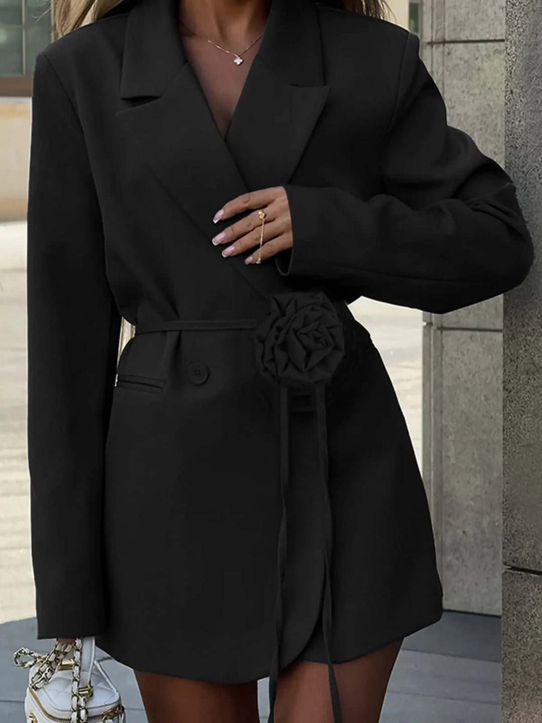 Rosette Belted Blazer Dress