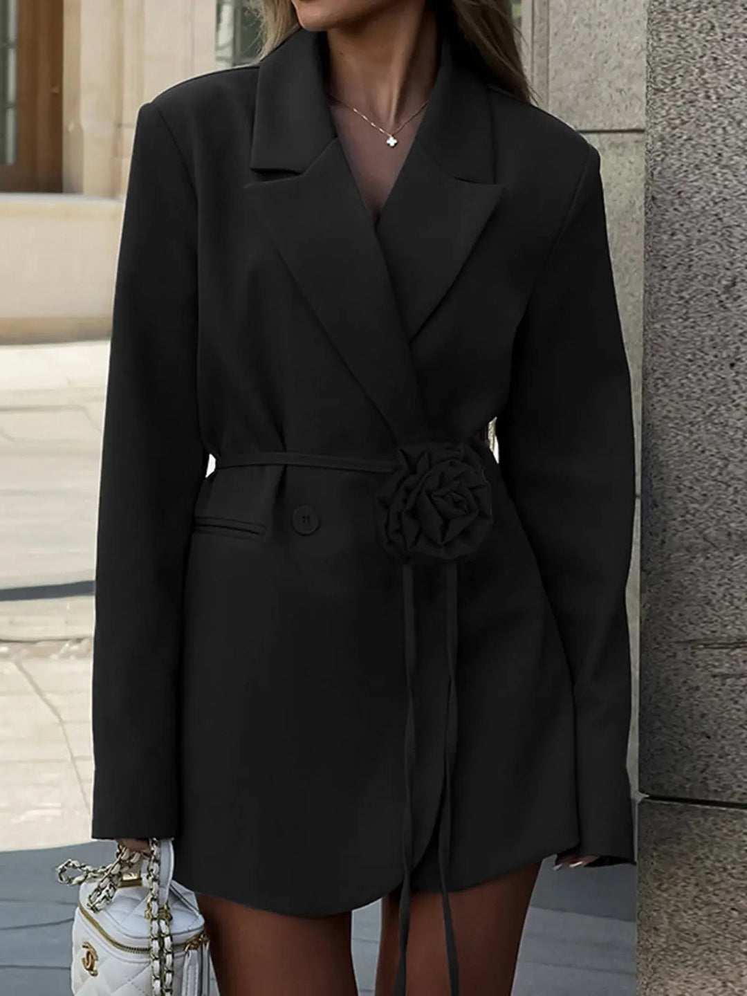 Rosette Belted Blazer Dress