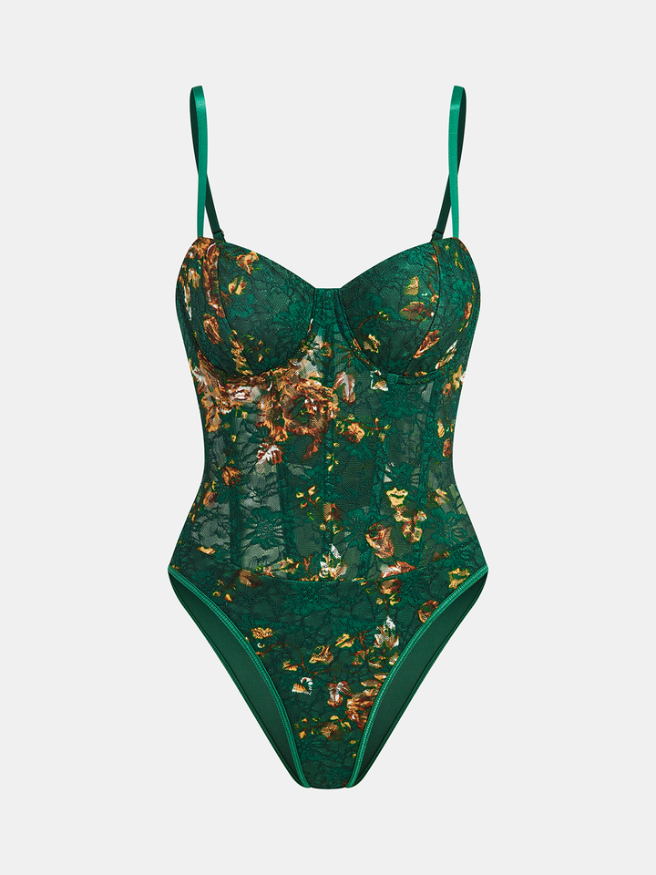 Lucia Floral Embroidered Corset Bodysuit