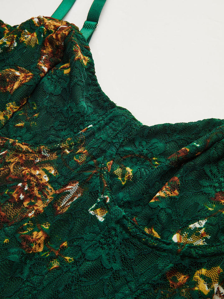 Lucia Floral Embroidered Corset Bodysuit