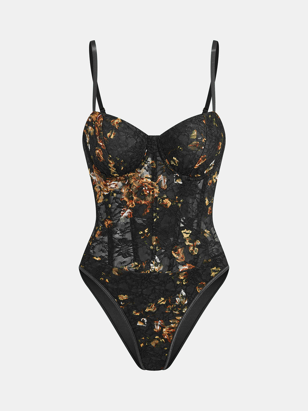 Lucia Floral Embroidered Corset Bodysuit