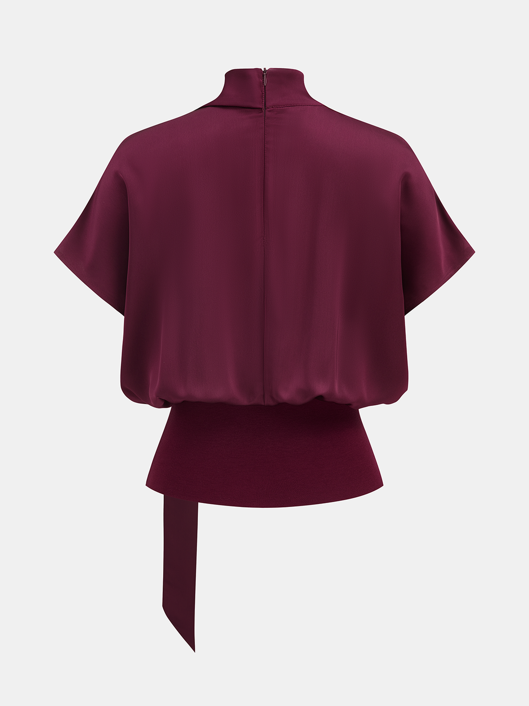 Monique Draped Satin Mock Neck Blouse