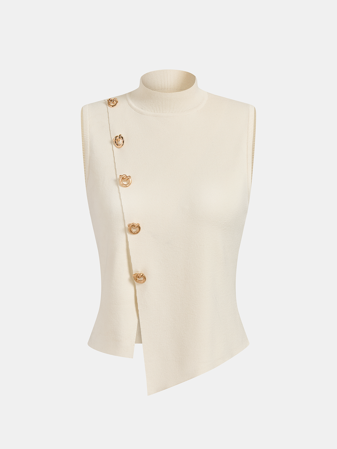 Ella Asymmetric Button Sleeveless Knit Top