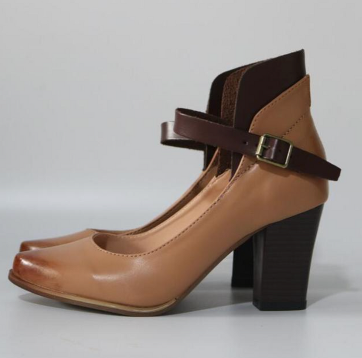 Laurie Sculpt Strap Block Heel Pumps