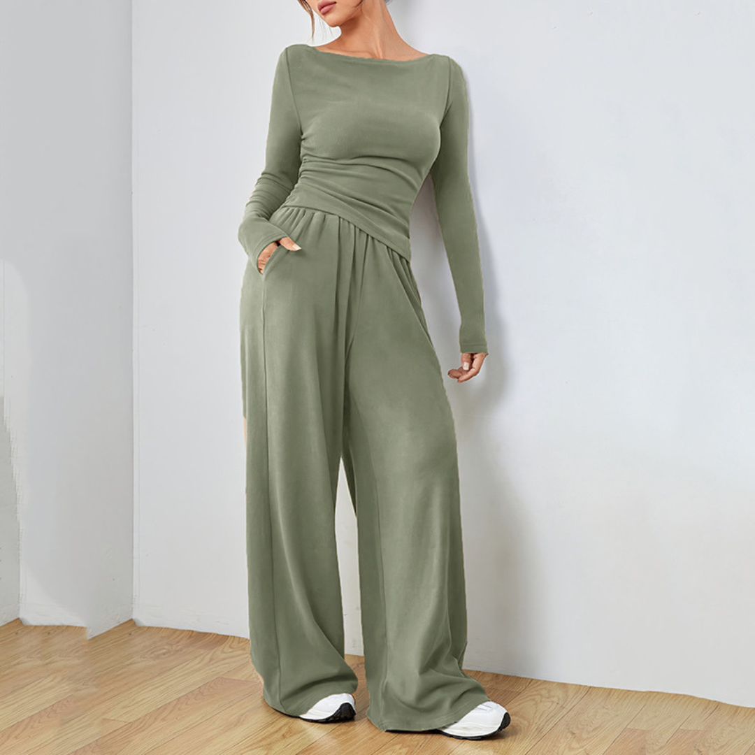 Linnea Ruched Waist Wide Leg Set
