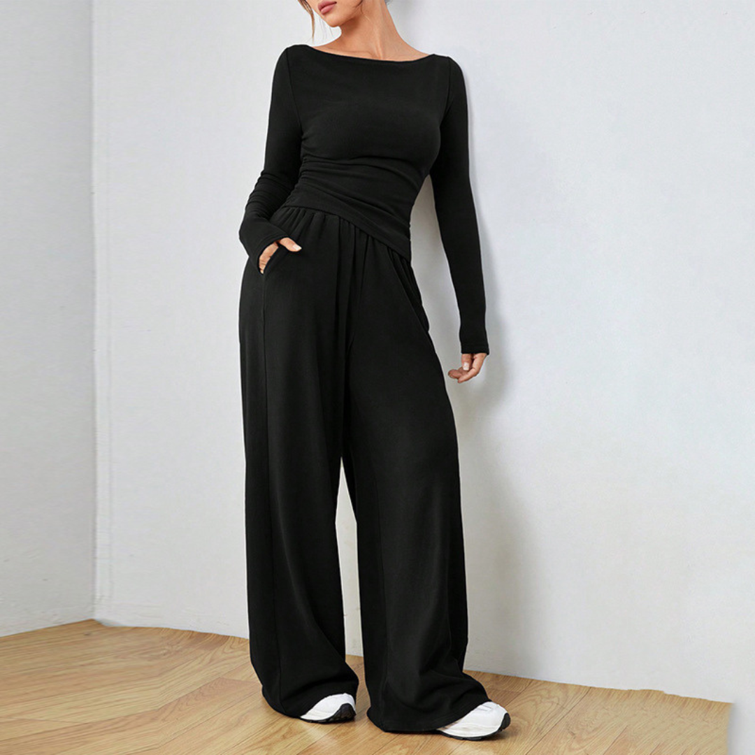 Linnea Ruched Waist Wide Leg Set
