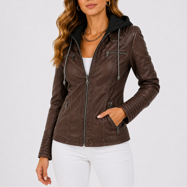 Delyth Hooded Moto Jacket