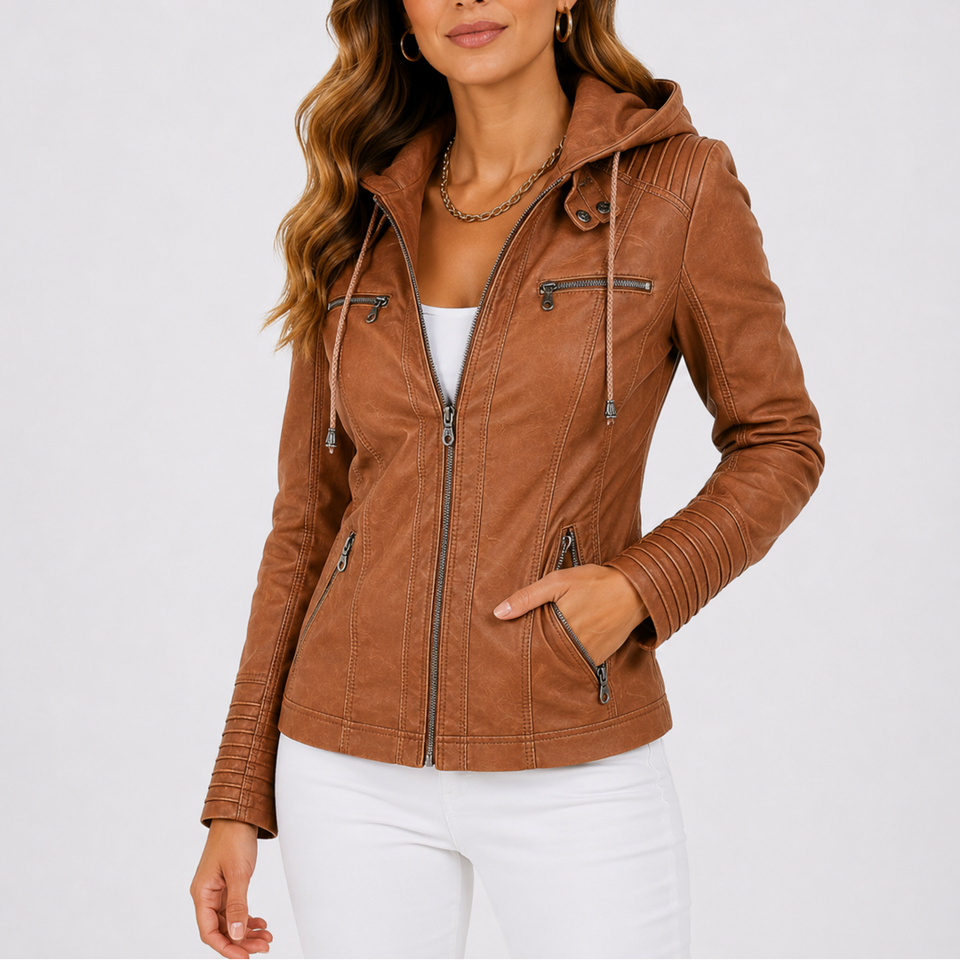 Delyth Hooded Moto Jacket