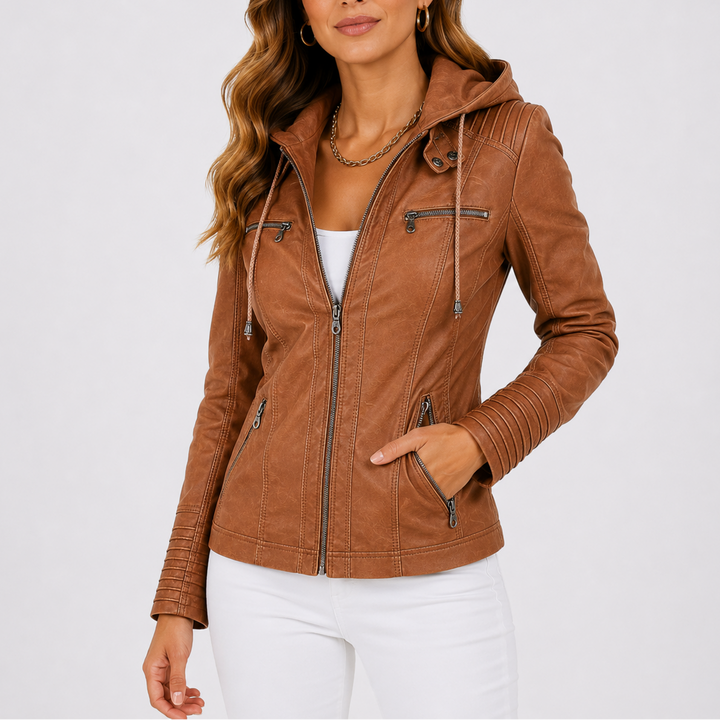 Delyth Hooded Moto Jacket