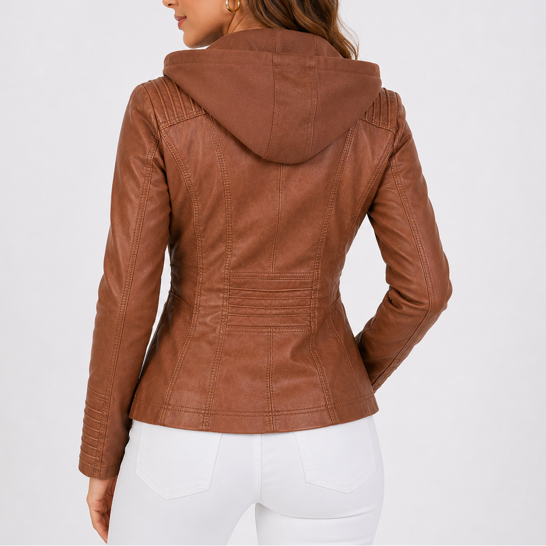 Delyth Hooded Moto Jacket