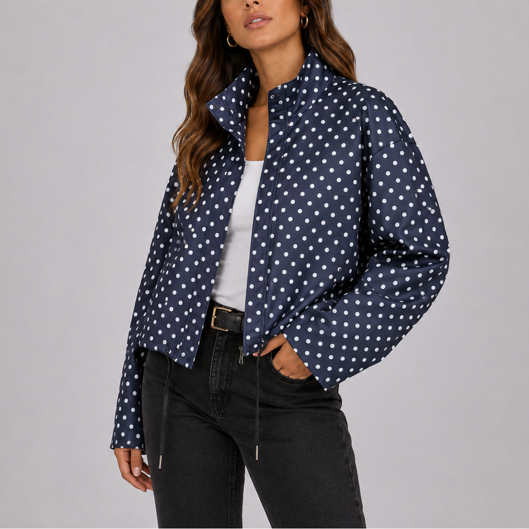 Lavena Polka Dot Bomber Jacket