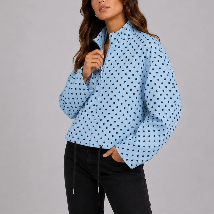 Lavena Polka Dot Bomber Jacket