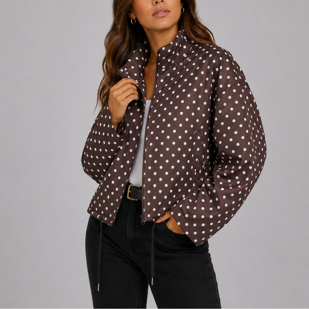 Lavena Polka Dot Bomber Jacket