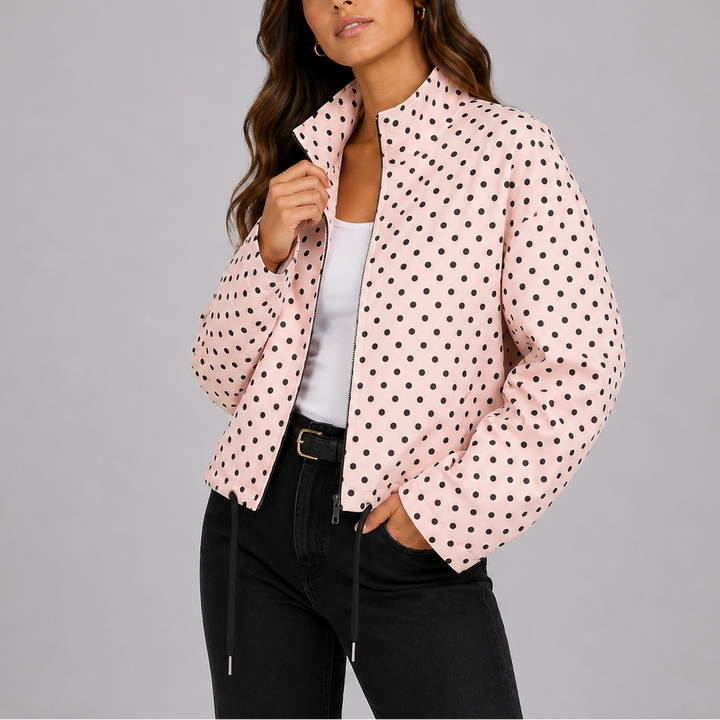 Lavena Polka Dot Bomber Jacket