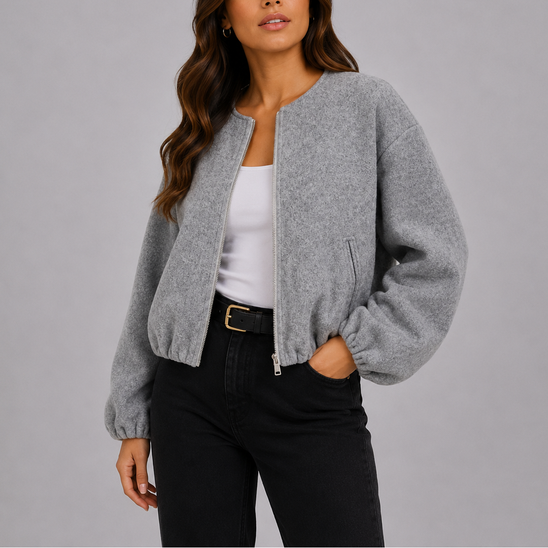 Kaelin Relaxed Zip Bomber Jacket