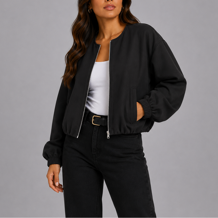 Kaelin Relaxed Zip Bomber Jacket
