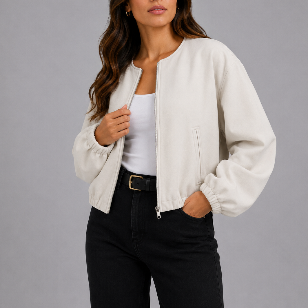 Kaelin Relaxed Zip Bomber Jacket