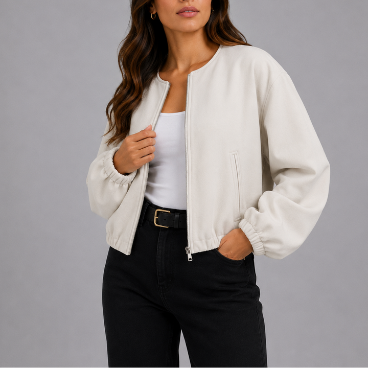 Kaelin Relaxed Zip Bomber Jacket