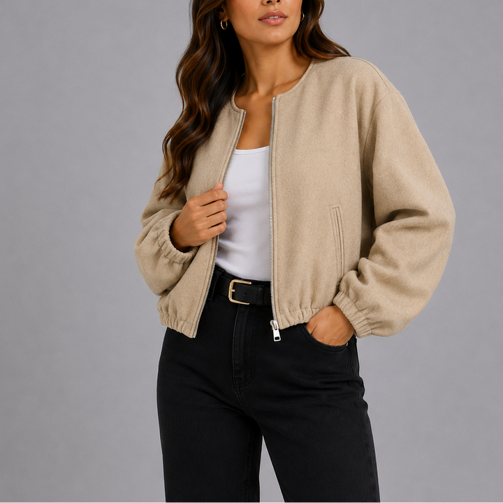 Kaelin Relaxed Zip Bomber Jacket