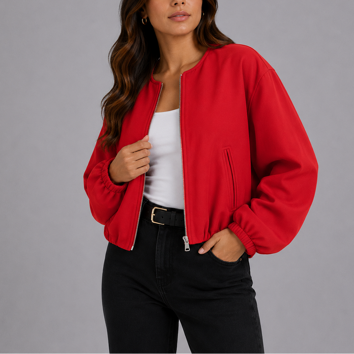 Kaelin Relaxed Zip Bomber Jacket