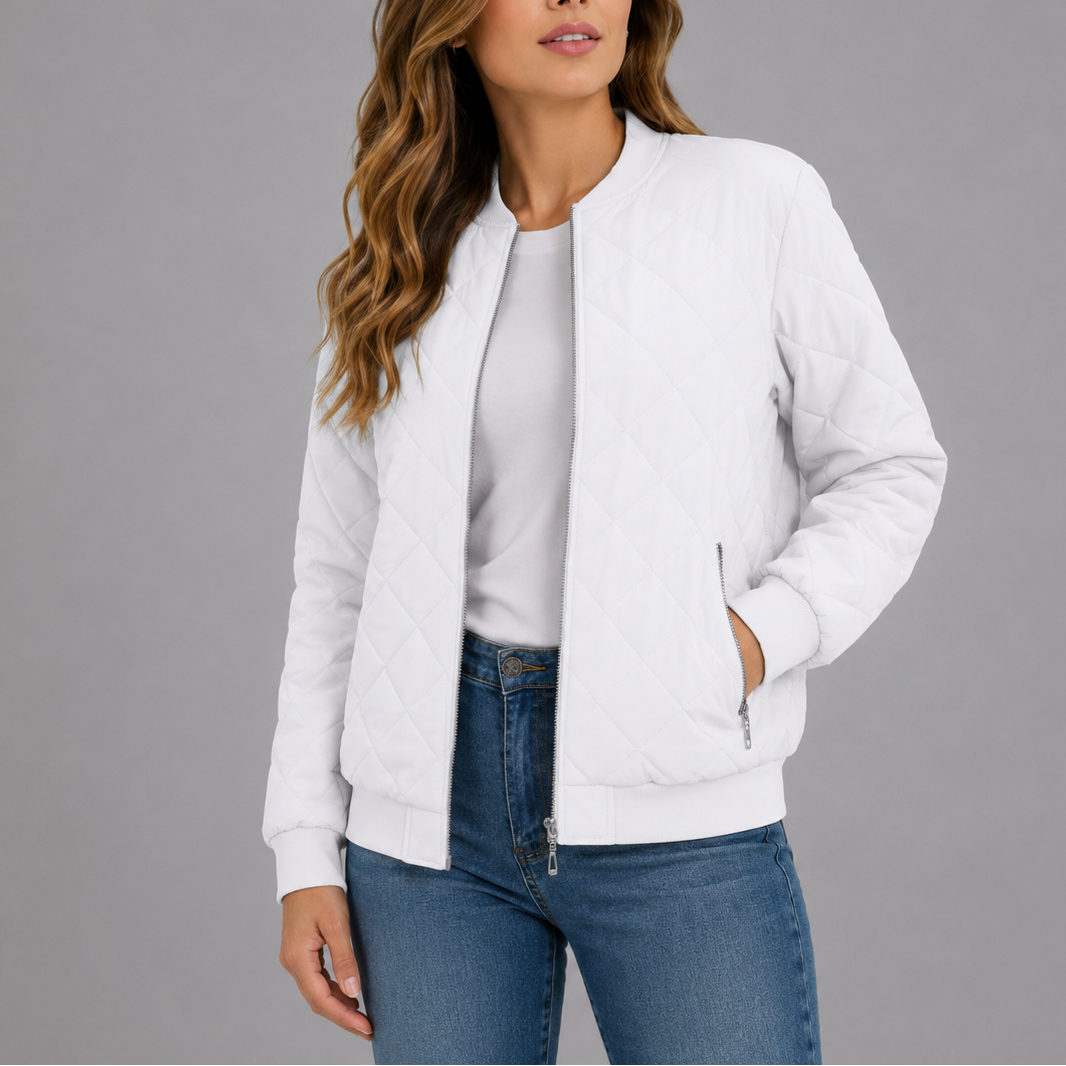 Nysa Quilted Zip Bomber Jacket