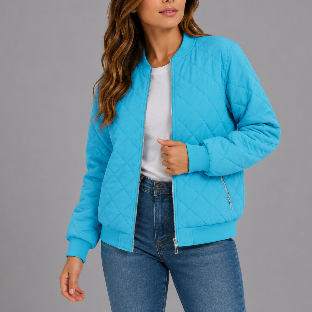 Nysa Quilted Zip Bomber Jacket