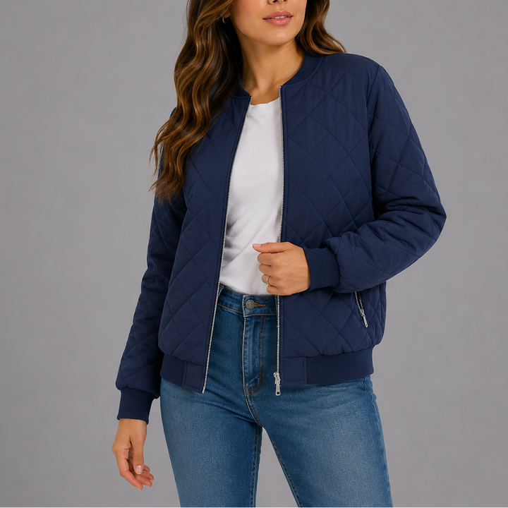 Nysa Quilted Zip Bomber Jacket
