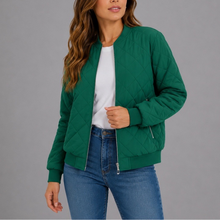 Nysa Quilted Zip Bomber Jacket