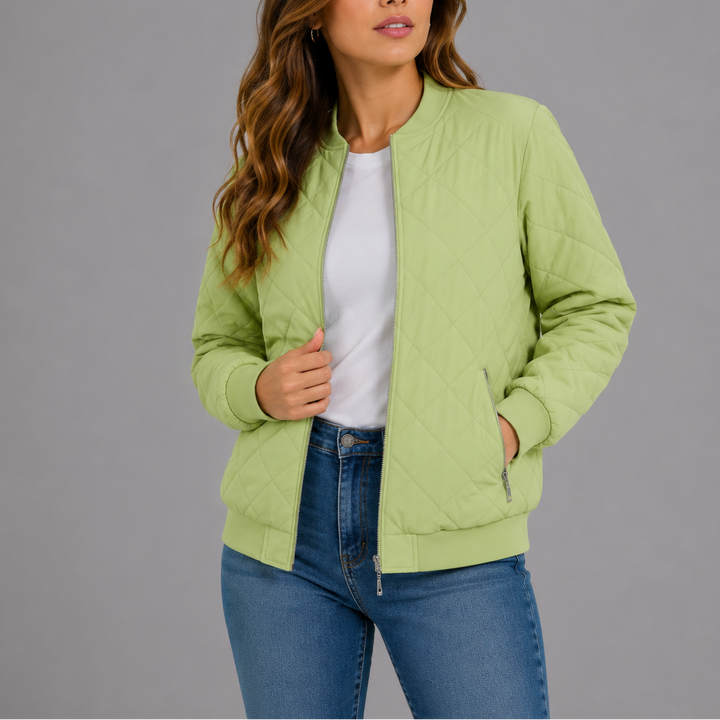 Nysa Quilted Zip Bomber Jacket