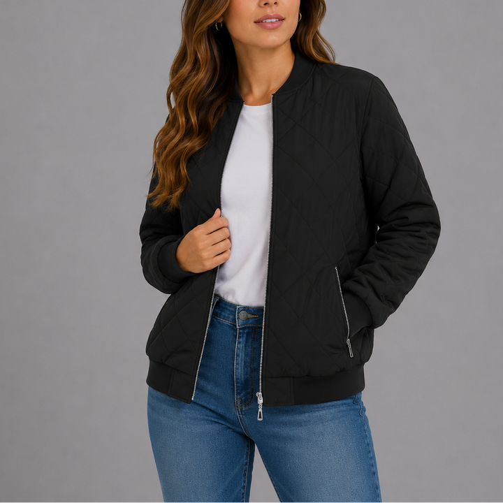 Nysa Quilted Zip Bomber Jacket