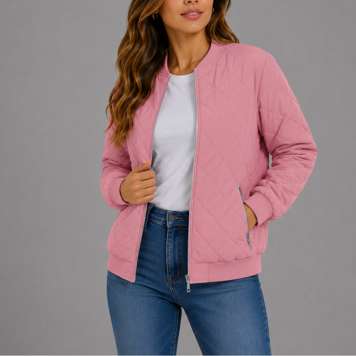 Nysa Quilted Zip Bomber Jacket