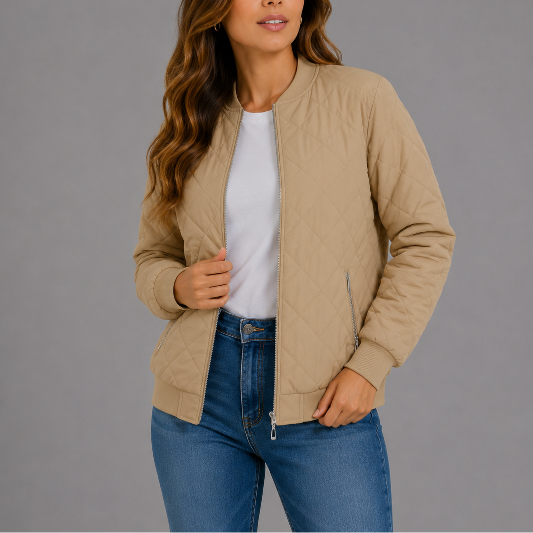 Nysa Quilted Zip Bomber Jacket