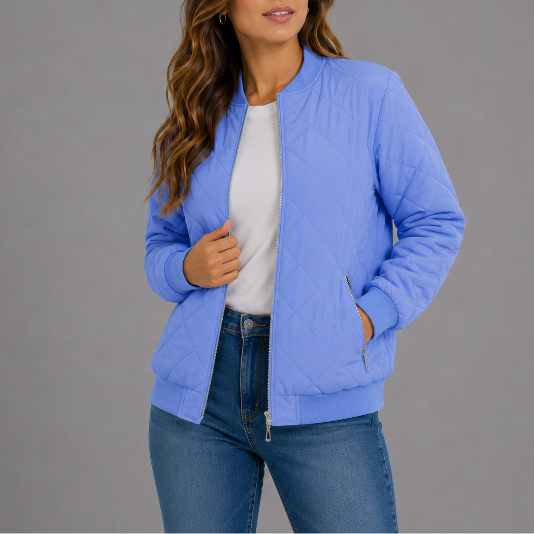 Nysa Quilted Zip Bomber Jacket