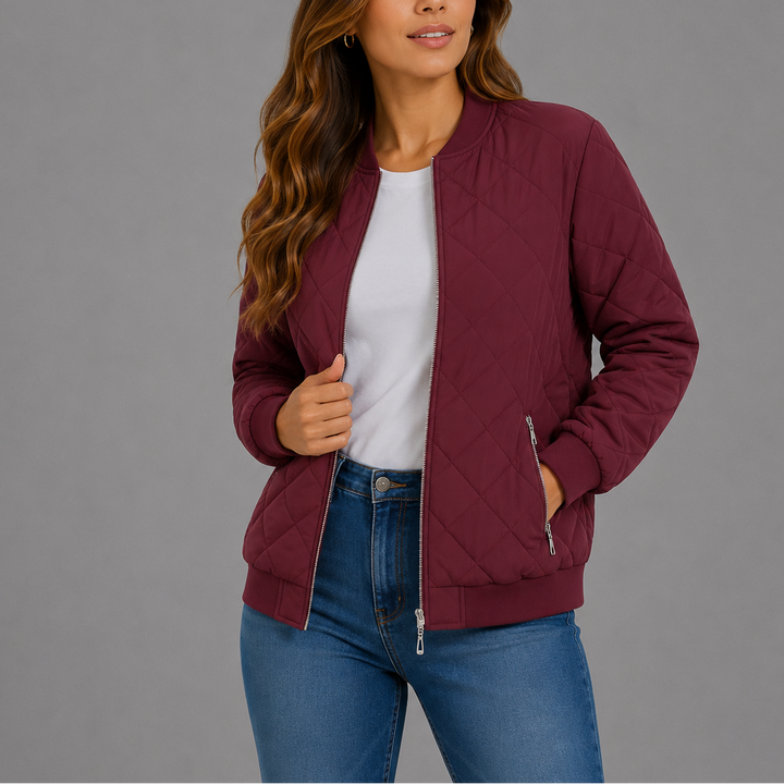 Nysa Quilted Zip Bomber Jacket