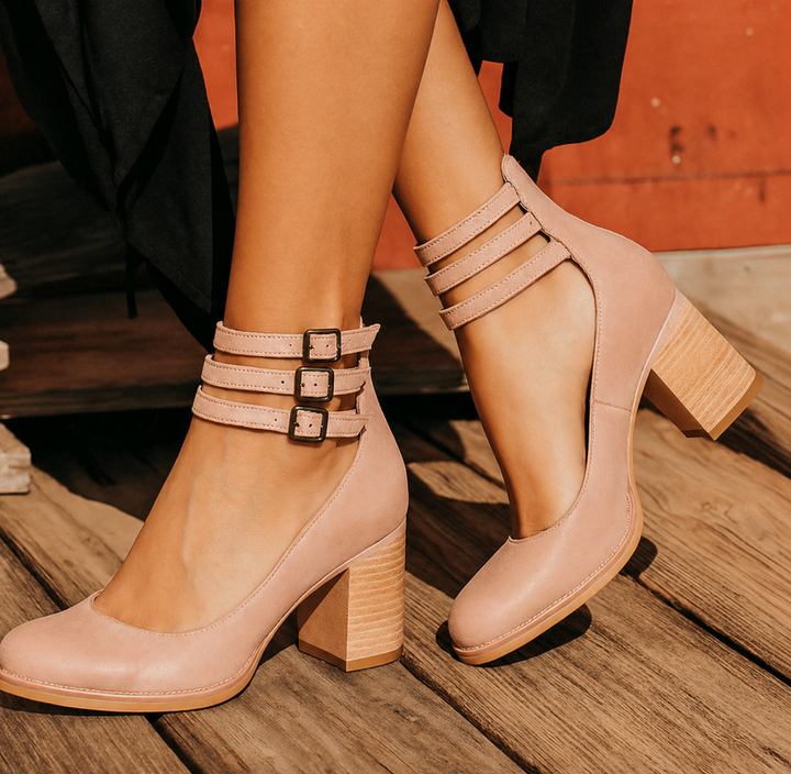Valenne Buckled Cutout Heels