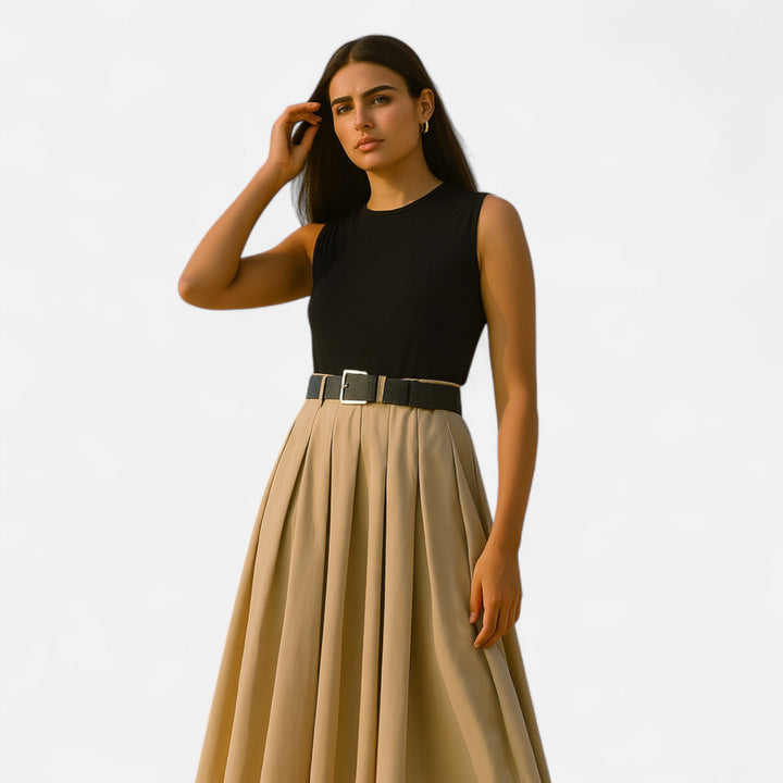 Camilla Contrast Bodice A Line Midi Dress