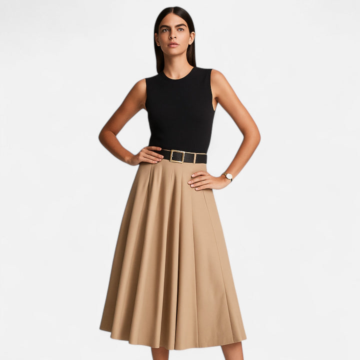 Camilla Contrast Bodice A Line Midi Dress