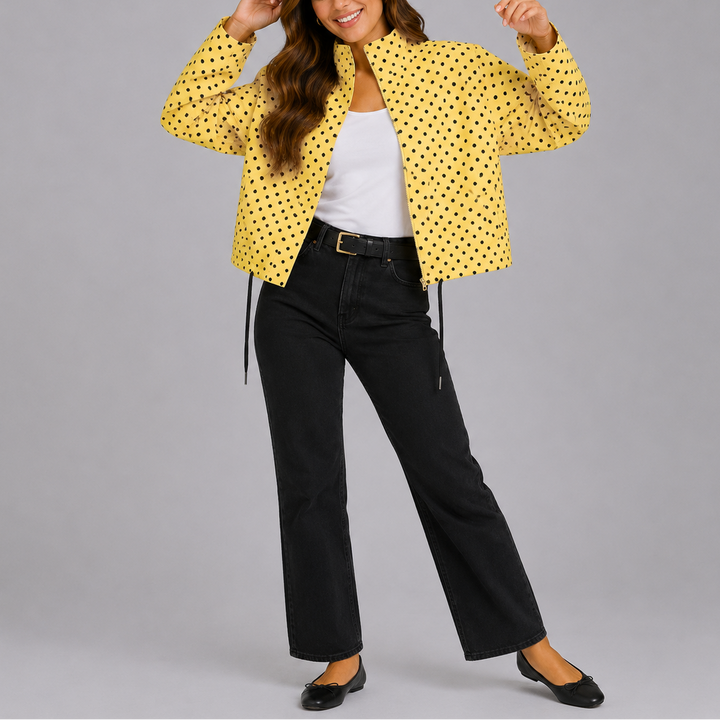 Lavena Polka Dot Bomber Jacket