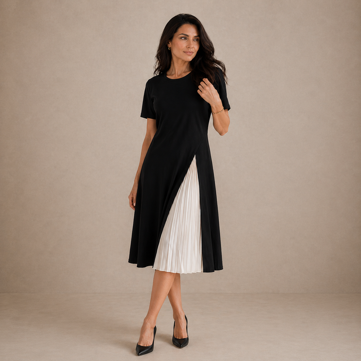 Nayeli Pleated Panel Midi Dress