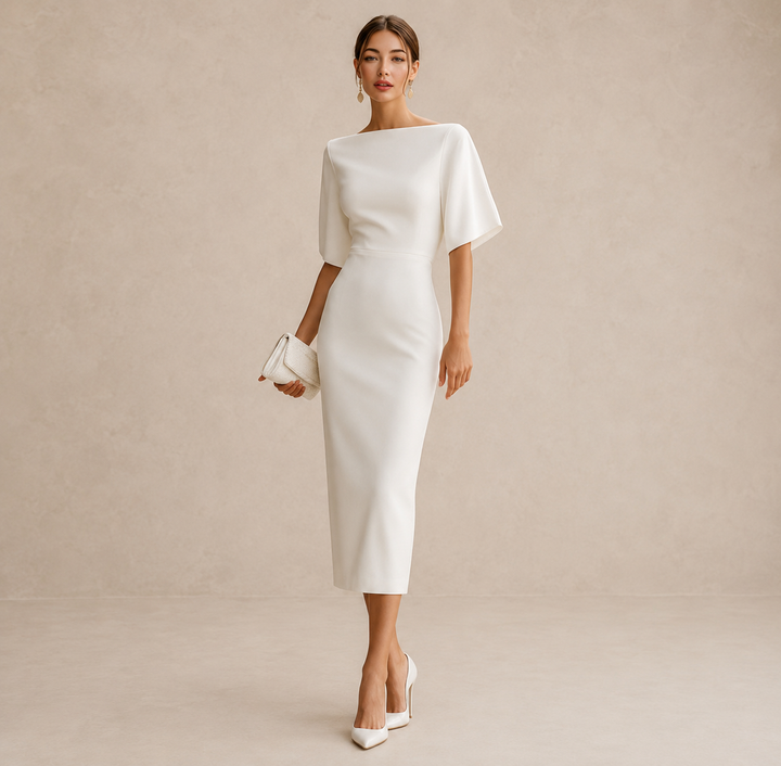 Kalliope Boat Neck Contour Midi Dress